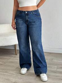 RueChic Plus Mid Waist Straight Cut Jean - Medium Wash - View 7