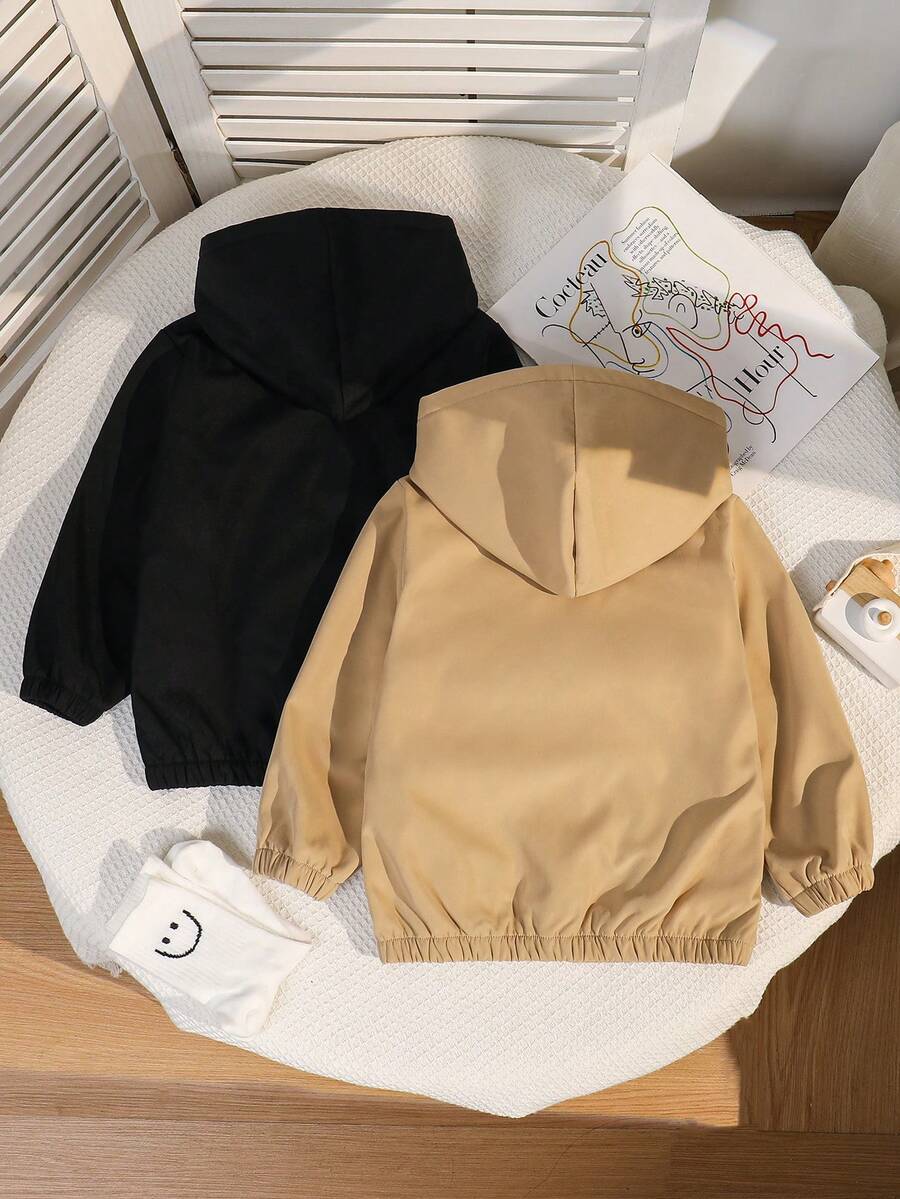 SHEIN Leap Crew Set de 2 chaquetas cortavientos con capucha y forro térmico, de estilos casuales y adorables para niños pequeños, adecuadas para ir al trabajo, la escuela, el día a día, vacaciones, deporte, primavera, verano, otoño e invierno - Multicolor - Ver 1