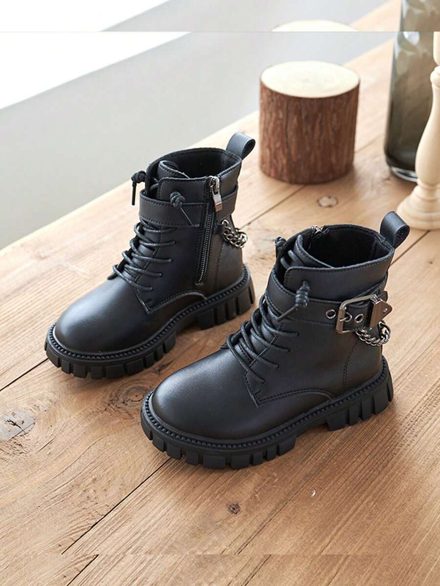 Botas para niños, botas para niñas, botas escolares de otoño/invierno - Negro - Ver 1