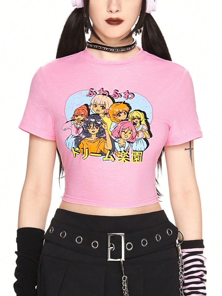 Our Anime Summer Casual Cartoon Print Cropped T-Shirt is such a