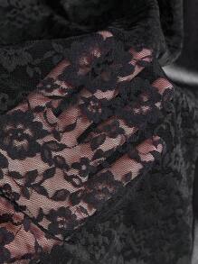 Plus Size Backless Lace-Illusion Faux Silk Dress