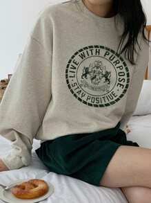 DAZY 女士秋季字母印花圆领长袖运动衫