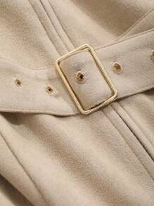 DAZY 女士麂皮收腰长款外套，性感收腰设计，常规版型，适合秋冬季节穿着。 - 卡其色 - 查看 9