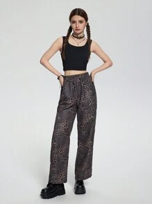 SHEIN Explorewe 青少年女孩休闲时尚厚豹纹街头潮流裤子 - 彩色 - 查看 3