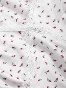 DAZY 3件套碎花吊带背心、长袖睡袍和长裤睡衣套装，秋冬服装 - 米色 - 查看 10