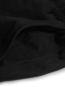 ROMWE MEN Street Life Letter Print Long Sleeve Hoodie Sweatshirt + Loose Drawstring Straight Leg Pants Set - Black - View 3