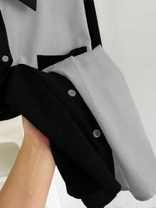 SHEIN Clasi Áo sơ mi tay dài cài nút phía trước màu trơn cỡ lớn thường ngày - Nhiều màu - Xem 5