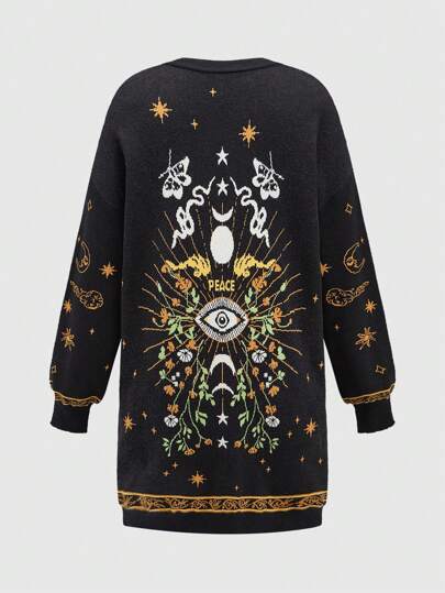 Hippie Y2K Hippie Sun & Moon Plus Size Cardigan