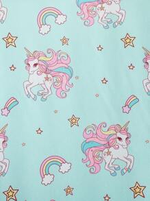 SHEIN 2pcs/Set Young Girls Cute Digital Cartoon Print Round Neck Casual Long Sleeve Top And Loose Drawstring Pants, Spring/Autumn