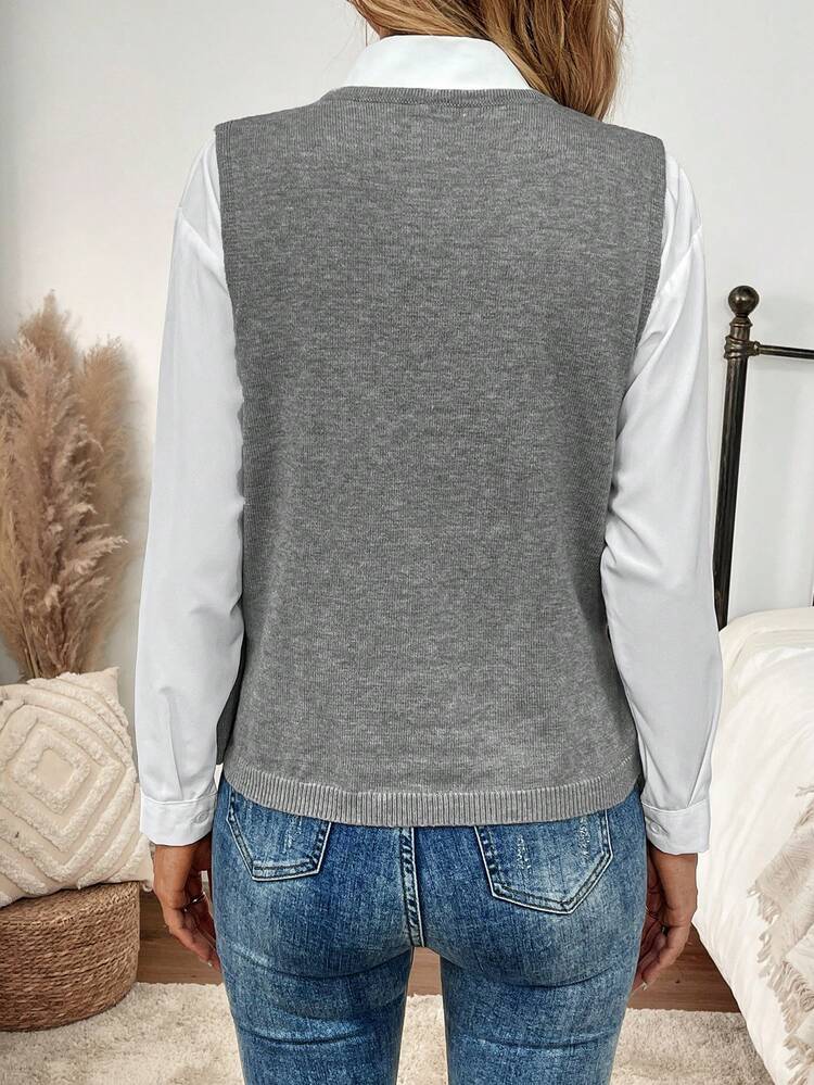 Women's Knitted Vest Sweater Sleeveless Cardigan For Spring And Autumn
