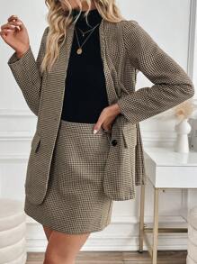 Calvaya Vintage French V-Neck Tailored Women's Suit Set