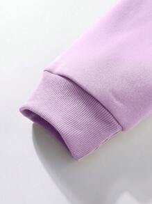 2 piezas/set de sudadera y pantalón de chándal de cuello redondo informal para adolescentes, tejido - Púrpura malva - Ver 3