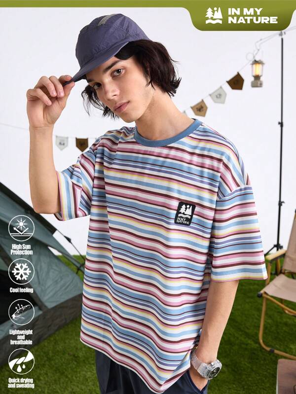In My Nature Men's Striped Short Sleeve Outdoor T-Shirt