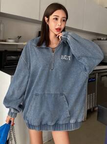 DAZY 全新秋季休闲女式牛仔圆领运动衫