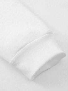 Men's Simple Drawstring-Hood Letter Print Long Sleeve Casual Sweatshirt - White - View 4