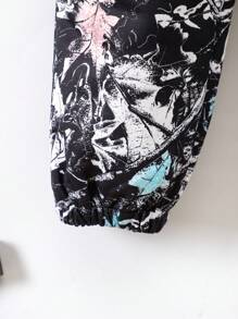 SHEIN 4-7 岁男孩时尚休闲街头连帽衫和裤子套装，带金属印花，适合圣诞派对、生日、日常穿着 - 适合秋季、春季、冬季 - 深灰色 - 查看 4