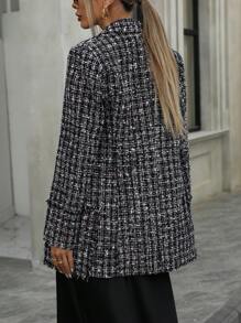 Aveloria Modichic Textured Woolen Blazer With Waist Design And Lapel Collar, Slimming Fall Cloth For Women - Multicolor - View 3