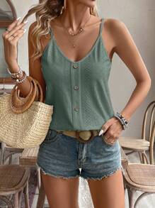 SHEIN VCAY Summer Casual Solid Color Spaghetti Strap Top