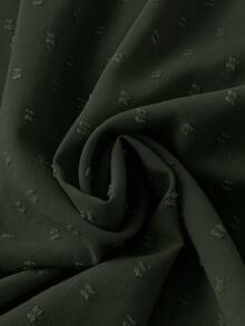 SHEIN LUNE 大码夏季休闲纯色缺口领衬衫 - 軍綠色 - 查看 5