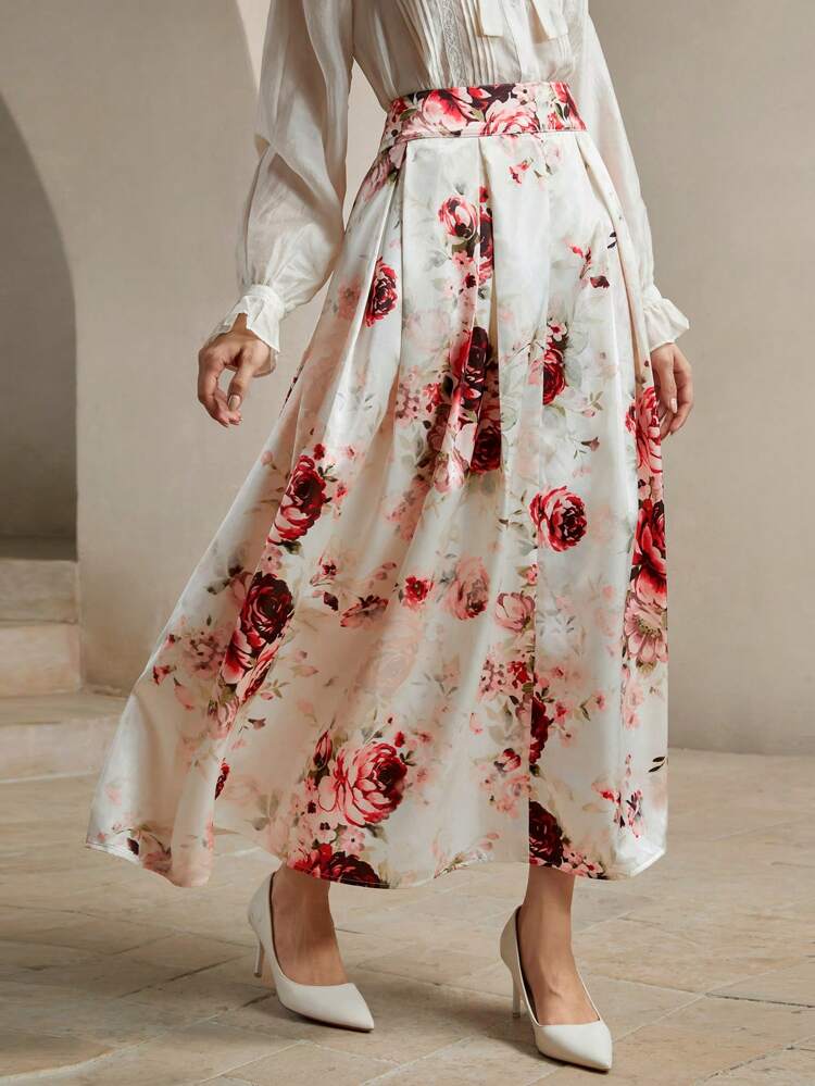 Women's Elegant Party Printed Umbrella Skirt, Winter