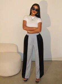 VaVaBold Women's Casual Patchwork Wide Leg Sweatpants Halloween Women Fall Clothes  Pants Halloween Pants
