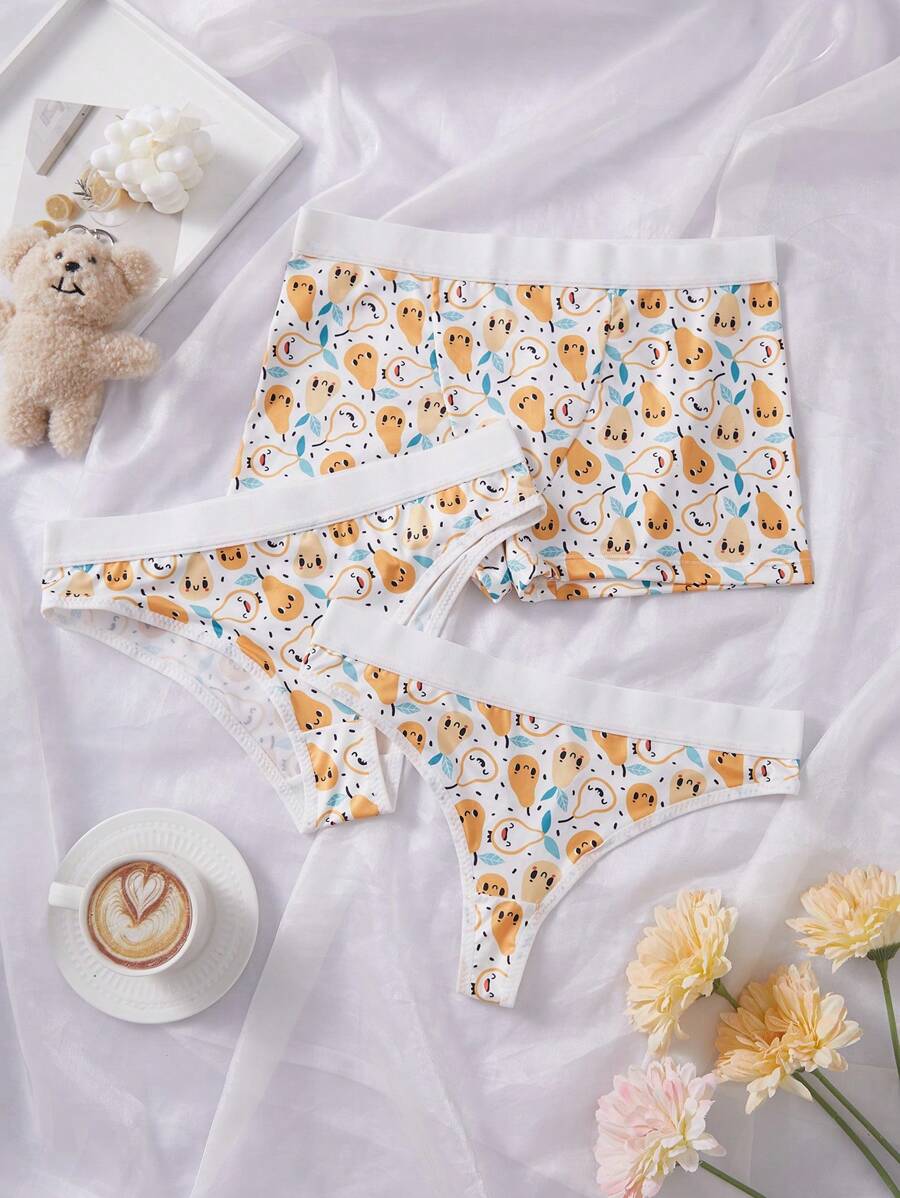 3pcs/Set Sexy Seamless Panty Briefs, Simple Casual Low-Rise, Cute Printed Women's Underwear, Comfortable - Multicolor - View 1