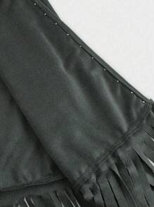 Calvaya Plus Size Beaded & Tassel Hem Long Sleeve Lightweight Jacket - Grey - View 4