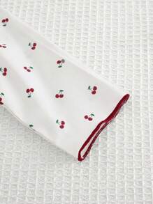 Cozy Pixies 2 pièces/Set Top et pantalon à imprimé cerise pour bébé fille, ensemble pyjama pour la maison - Rouge et Blanc - Voir 3