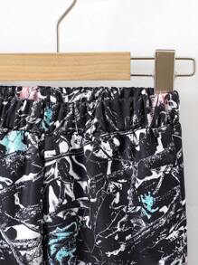 SHEIN 4-7 岁男孩时尚休闲街头连帽衫和裤子套装，带金属印花，适合圣诞派对、生日、日常穿着 - 适合秋季、春季、冬季 - 深灰色 - 查看 5