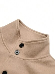 Manfinity Hypemode Men's Solid Color Button-Front Long Sleeve Minimalist Casual Jacket - Brown - View 4