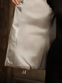 Anewsta Women's Fashionable Minimalist Fitted Hooded Jacket - Apricot - View 8