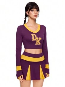ROMWE 女子足球啦啦队角色扮演服装套装 - 紫色 - 查看 6