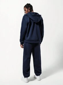 SHEIN 2pcs Boy's Casual Plaid Comfy Hoodie And Sweatpants Set