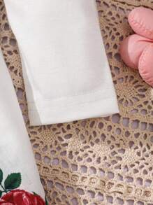 Baby Girl Rose Pattern Casual Dress, Spring & Autumn - Red - View 6