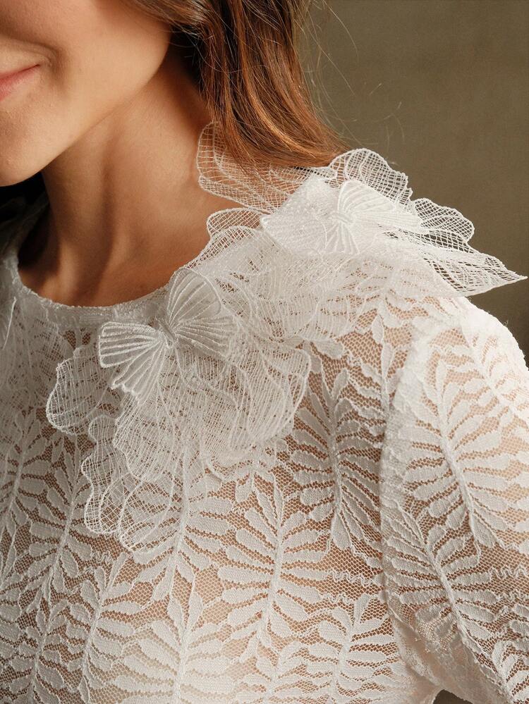 Women's Elegant Floral Embellished Knitted Sweater, High-End Fashion Chic Blouse