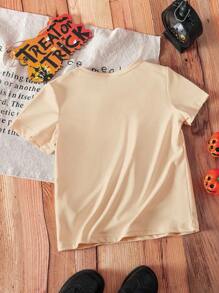 Tween Girl Bow Print Casual Crew Neck Knit T-Shirt, Cute And Comfortable
