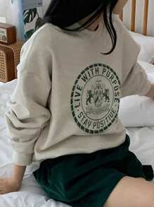 DAZY 女士秋季字母印花圆领长袖运动衫