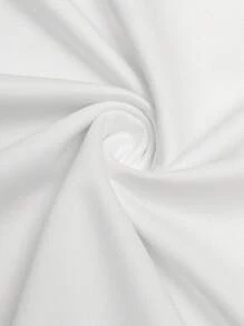 Manfinity Joysei 大码男士拼色前扣短袖字母印花简约 Polo 衫，韩版时尚图案衬衫，适合外出 - 白色 - 查看 3