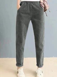 Quần rút dây thường ngày giặt sạch dành cho nữ - Xám - Xem 1