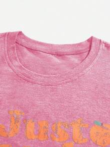 Chiquease Women's Summer Casual Round Neck Letter Print Short Sleeve T-Shirt - Pink - View 3