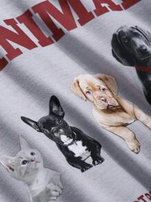 DAZY Bộ đồ ngủ rộng rãi in họa tiết dễ thương - Xám - Xem 7