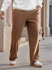 Manfinity CasualMax Quần dài đơn giản, giản dị, có túi trơn cỡ lớn cho nam - màu nâu - Xem 5