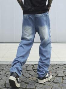 Manfinity Hypemode Men's Casual Distressed Washed Baggy Denim Jeans