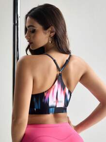 Menodora SHEIN Sport Sutien sport fitness pentru femei cu imprimeu Tie Dye