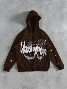 Manfinity EMRG Loose Fit Men's Hooded Sweatshirt With Letter Pattern And Thermal Lined