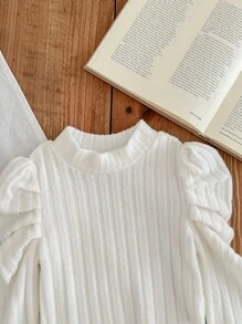 SHEIN LMoss Kids LMoss 3pcs Baby Girls Cute Simple Solid Color Knit Long Sleeve Tops, Autumn/Winter