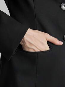 Ontre Nuova collezione primavera 2025 per donna, giacca di tailleur a forma di campana con vita modellata, tinta unita, con risvolto, manica lunga, vestibilità slim, abbigliamento da lavoro per ufficio e professioniste urbane - nero - Visualizzare 7
