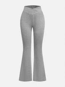 SHEIN 2 件套青少年女孩休闲学院风喇叭裤和时尚黑灰色冬季服装 - 彩色 - 查看 5