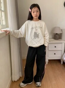 Dazy Kids Tween Girls' Contrast Trim Bow Decorated Pants - Black - View 3