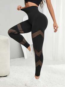 Easithlete Quần Leggings Thể thao Nữ Cắt ra màu trơn - màu đen - Xem 7